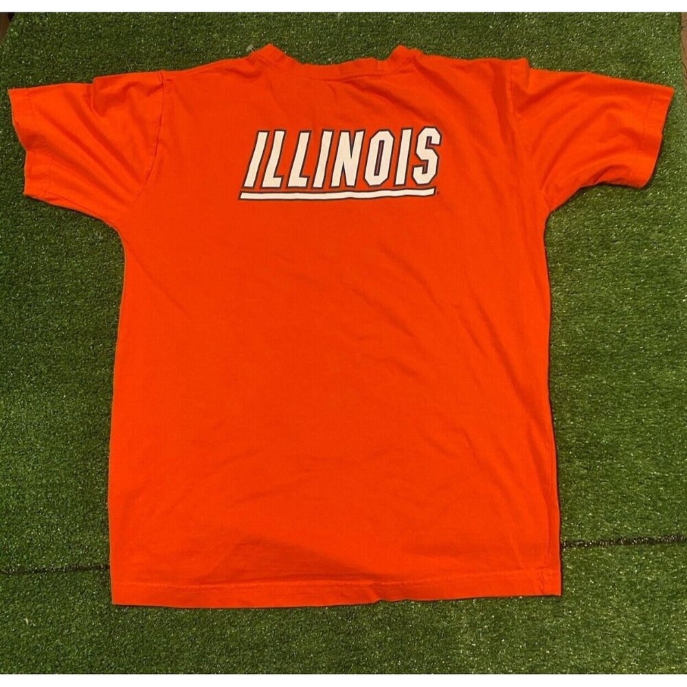Illinois Fighting Illini shirt mens large orange Y2K retro football adult unisex - Picture 6 of 9